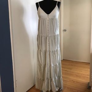 Chaser Tiered Button Front Stripe Maxi Dress